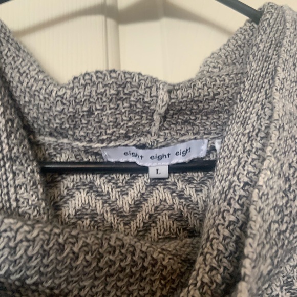 Grey/Black herringbone design,swooped neck sweater. Soft and light weight. - Picture 6 of 8
